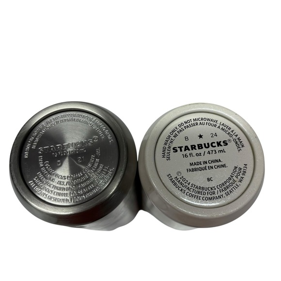 Starbucks Lot of 2 Stainless Steel Travel Tumbler 16 Oz Siren Mermaid Coffee - Picture 9 of 11